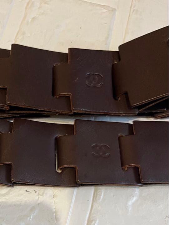 ヴィンテージ☆シャネル　ロゴ　レザー　チェーンベルト　ココマーク　レザー革　レア