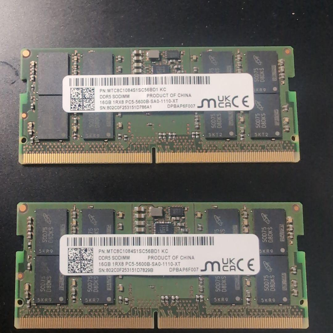 週末お得！ノートPCメモリ 32 GB DDR5 SODIMM - 2x16GB