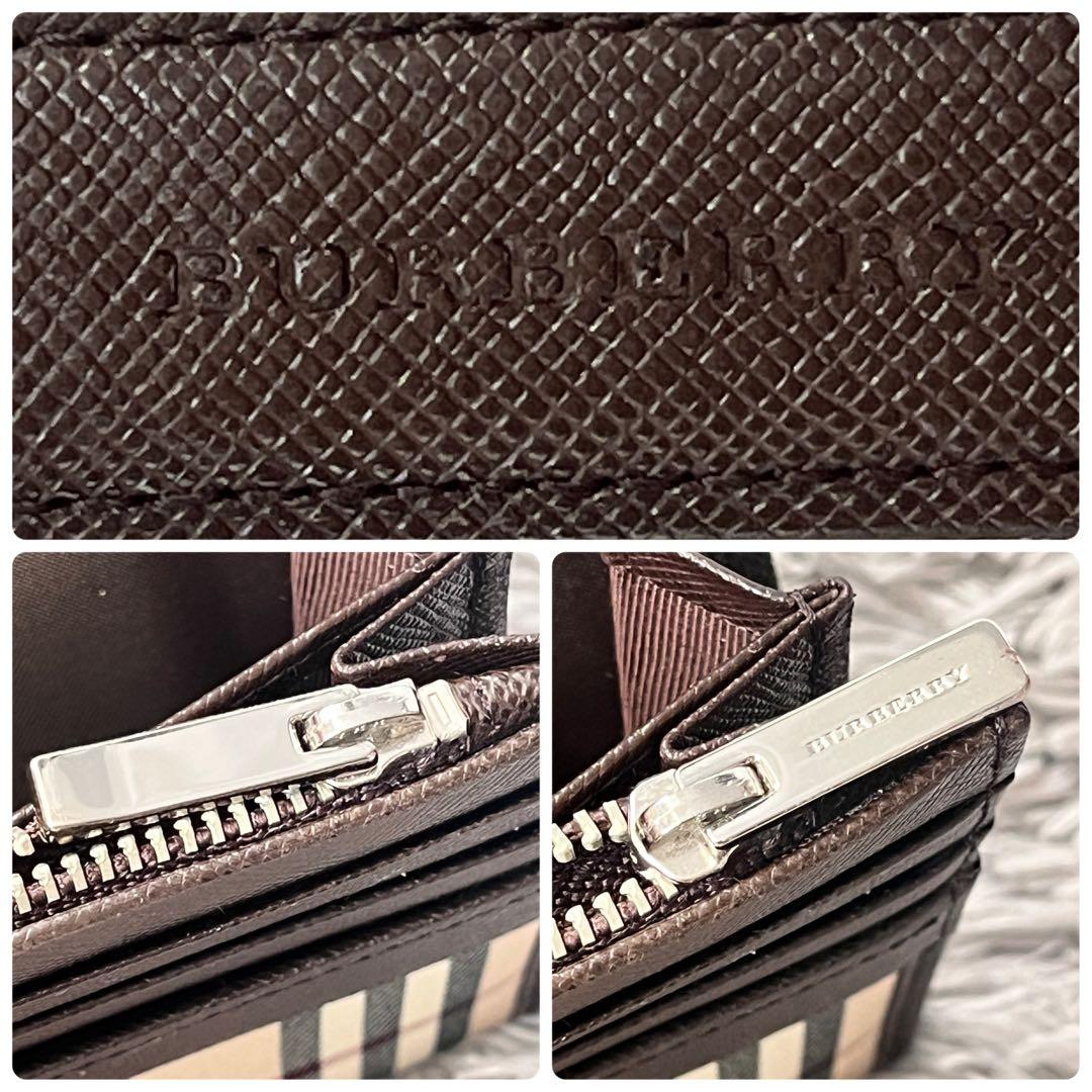 バーバリー　長財布　ノバチェック　軽量　レザー　ブラウン　メンズ　レディース
