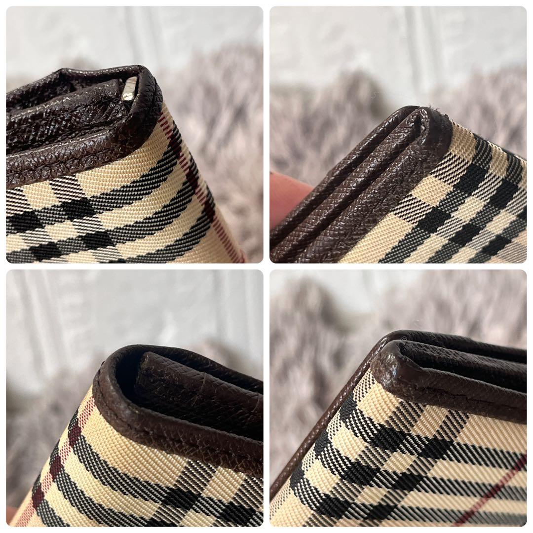 バーバリー　長財布　ノバチェック　軽量　レザー　ブラウン　メンズ　レディース