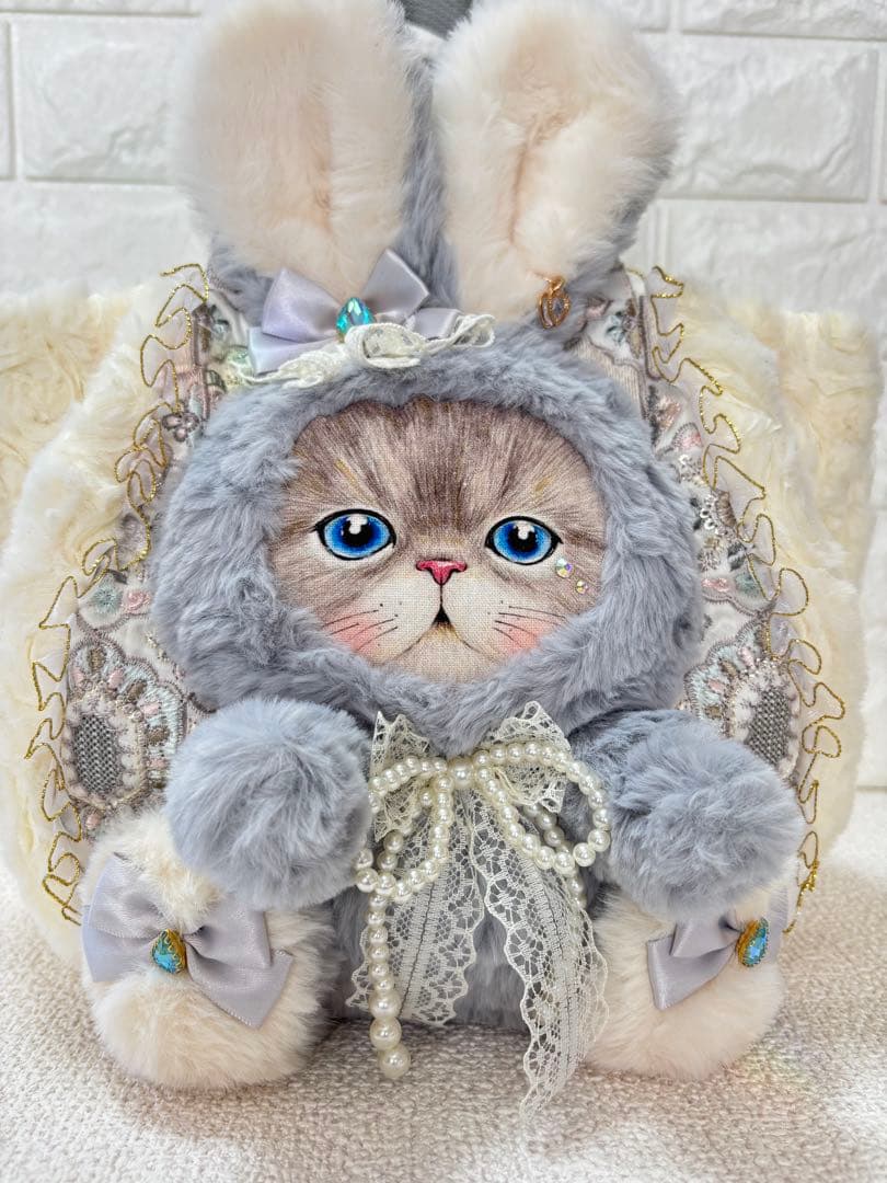 ね*】様 コヤンイサムチョン　ハンドメイド　ファーバッグ　ルミちゃん　グレーうさ