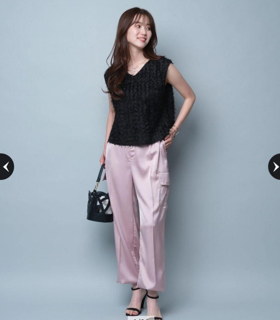 JUSGLITTY マットサテンワークパンツ　ピンク