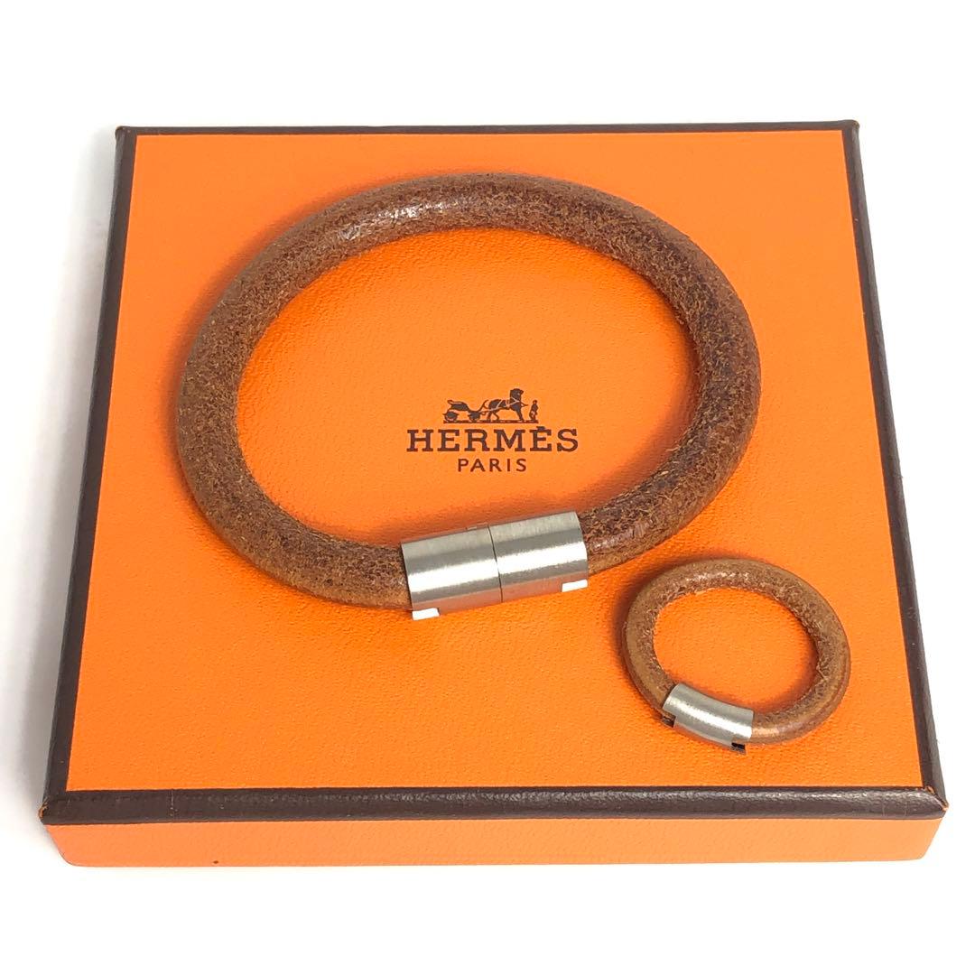 HERMES エルメス バングル リング 2点セット イオタ レザー H金具