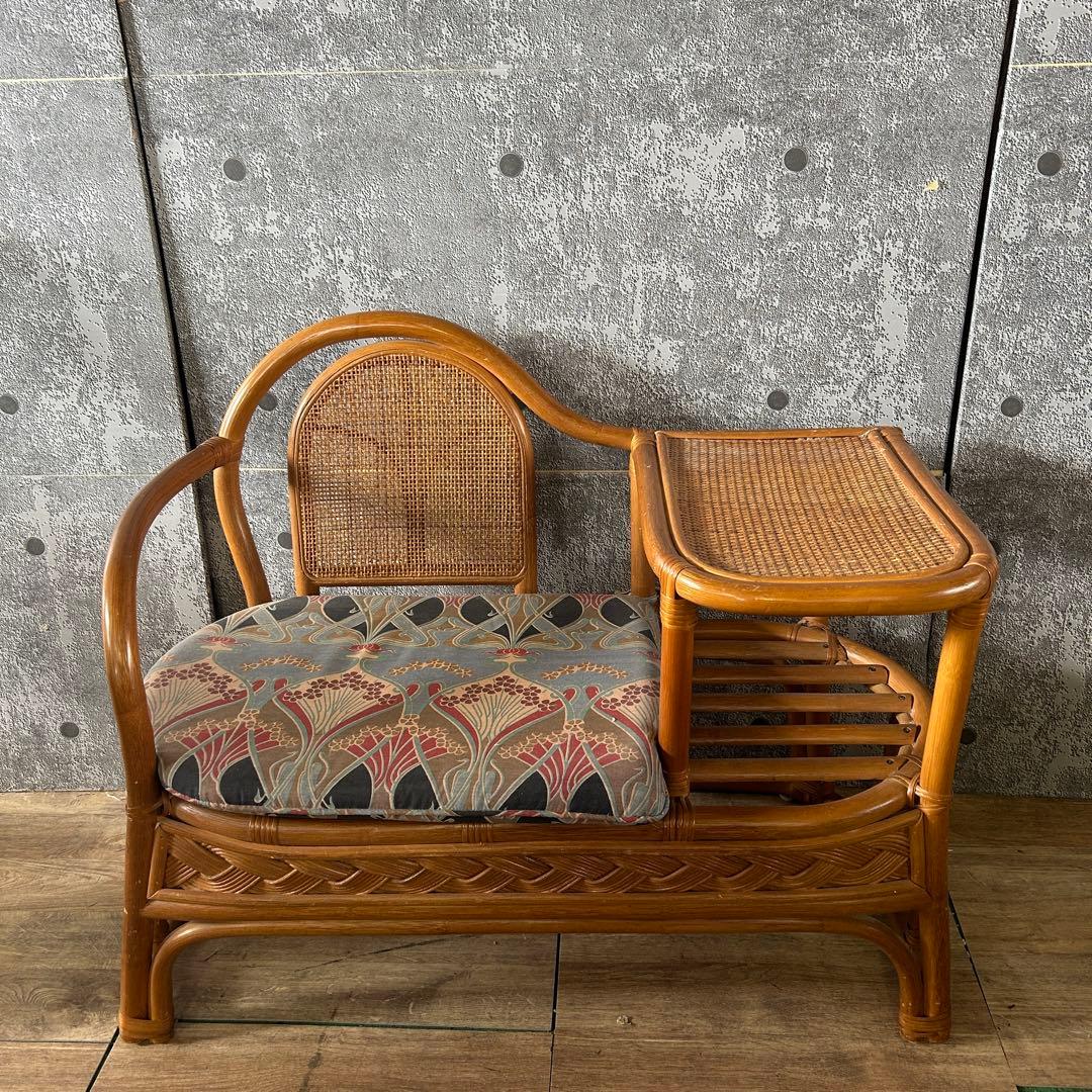 achan.꧁籐素材꧂ラタンテレフォンベンチ ソファ 電話台 いす チェア