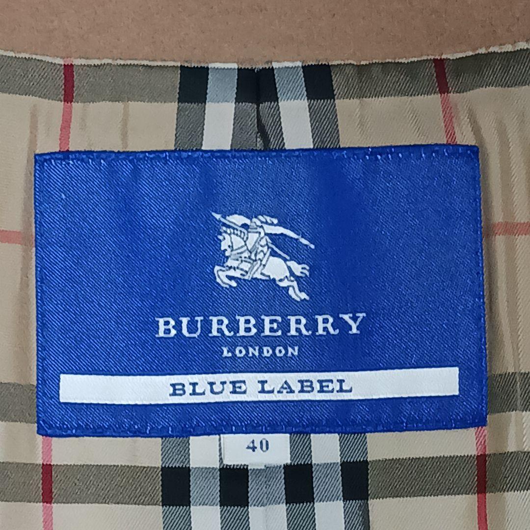 バーバリーブルーレーベル　ウールロングコート　ノバチェック　キャメル　サイズ40