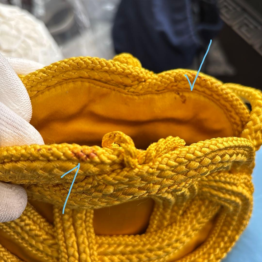 BOTTEGAイエロー 編み込みデザイン バッグ フリンジ付き