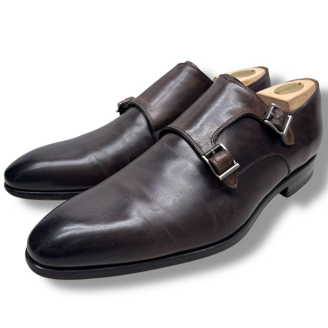 極美品■MAGNANNI マグナーニ【25.5】ダブルモンク 本革 革靴 茶系
