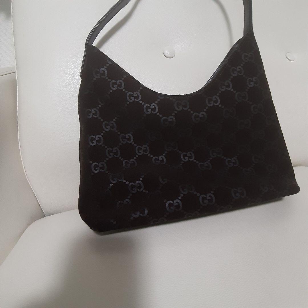 希少GUCCI ブラック GGパターン ショルダーバッグ　スエード☆ブラウン
