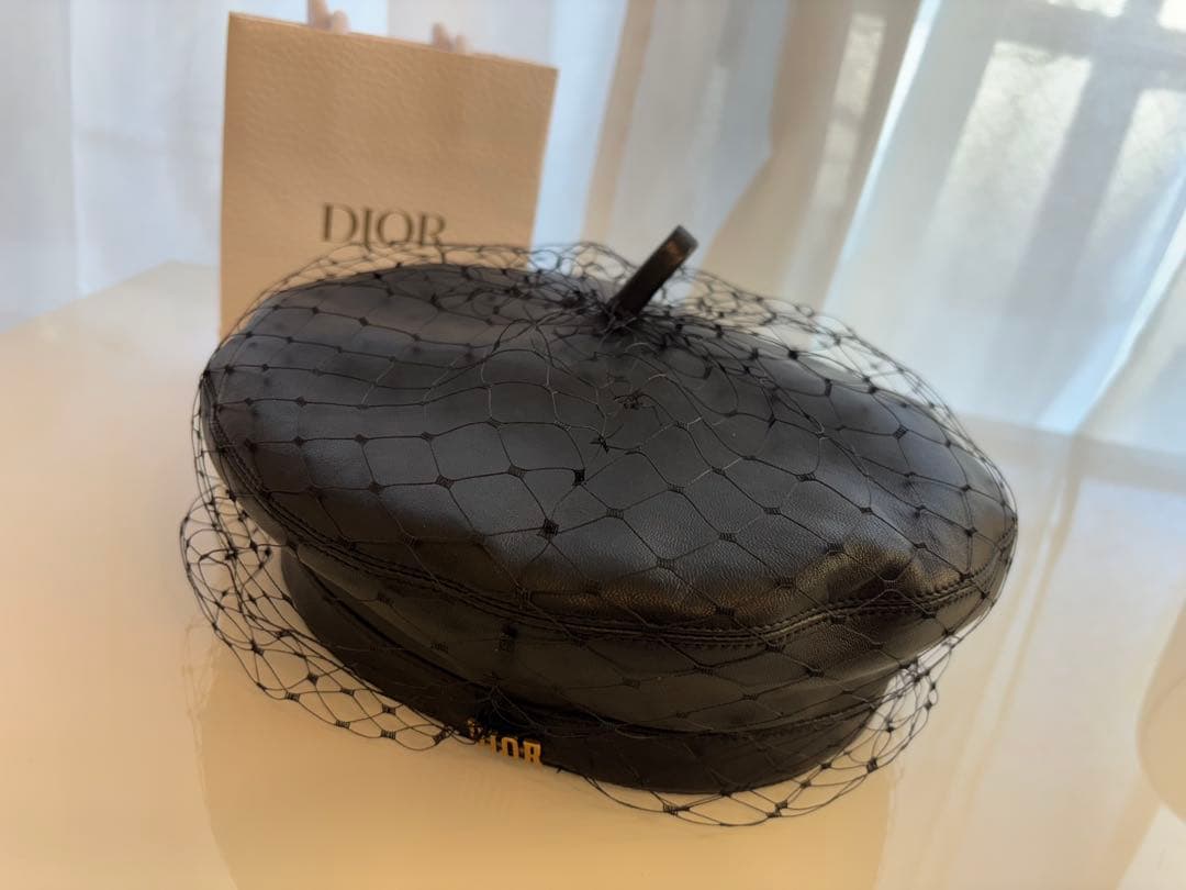 ディオール レディース Dior チュール レザー ベレー帽 ハット ブラック