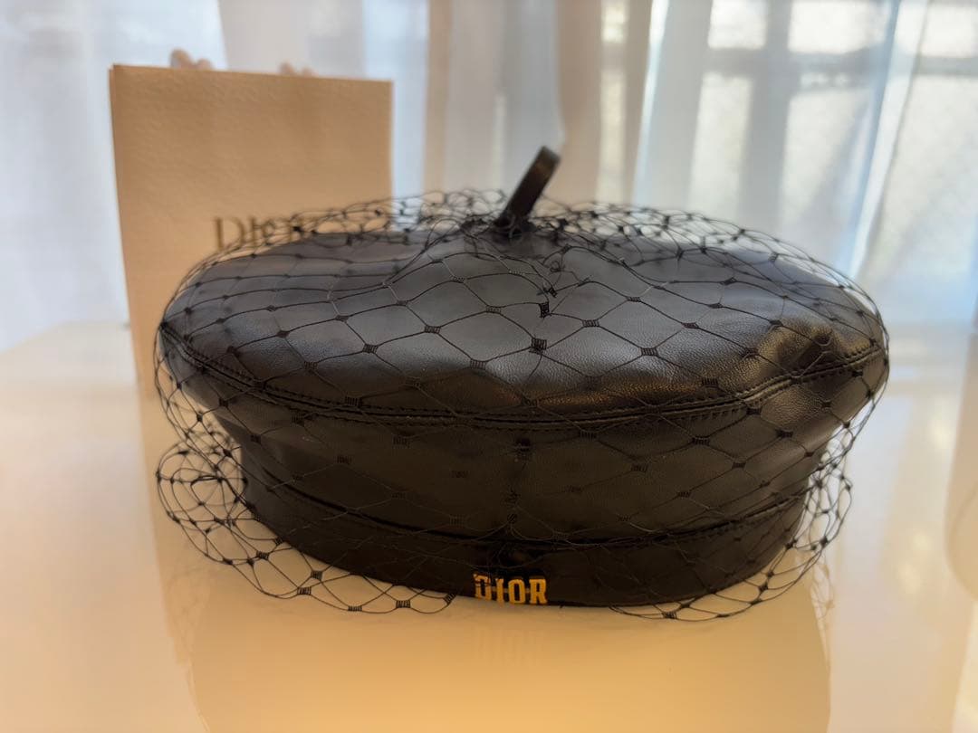 ディオール レディース Dior チュール レザー ベレー帽 ハット ブラック
