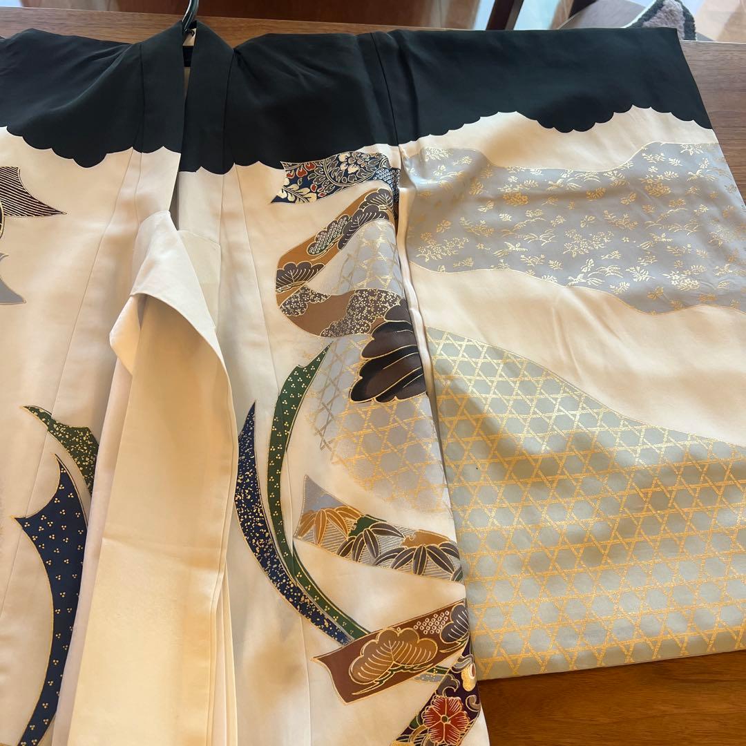 鷹　正絹　男の子お宮参り着物　産着長襦袢付き　スタイ　帽子