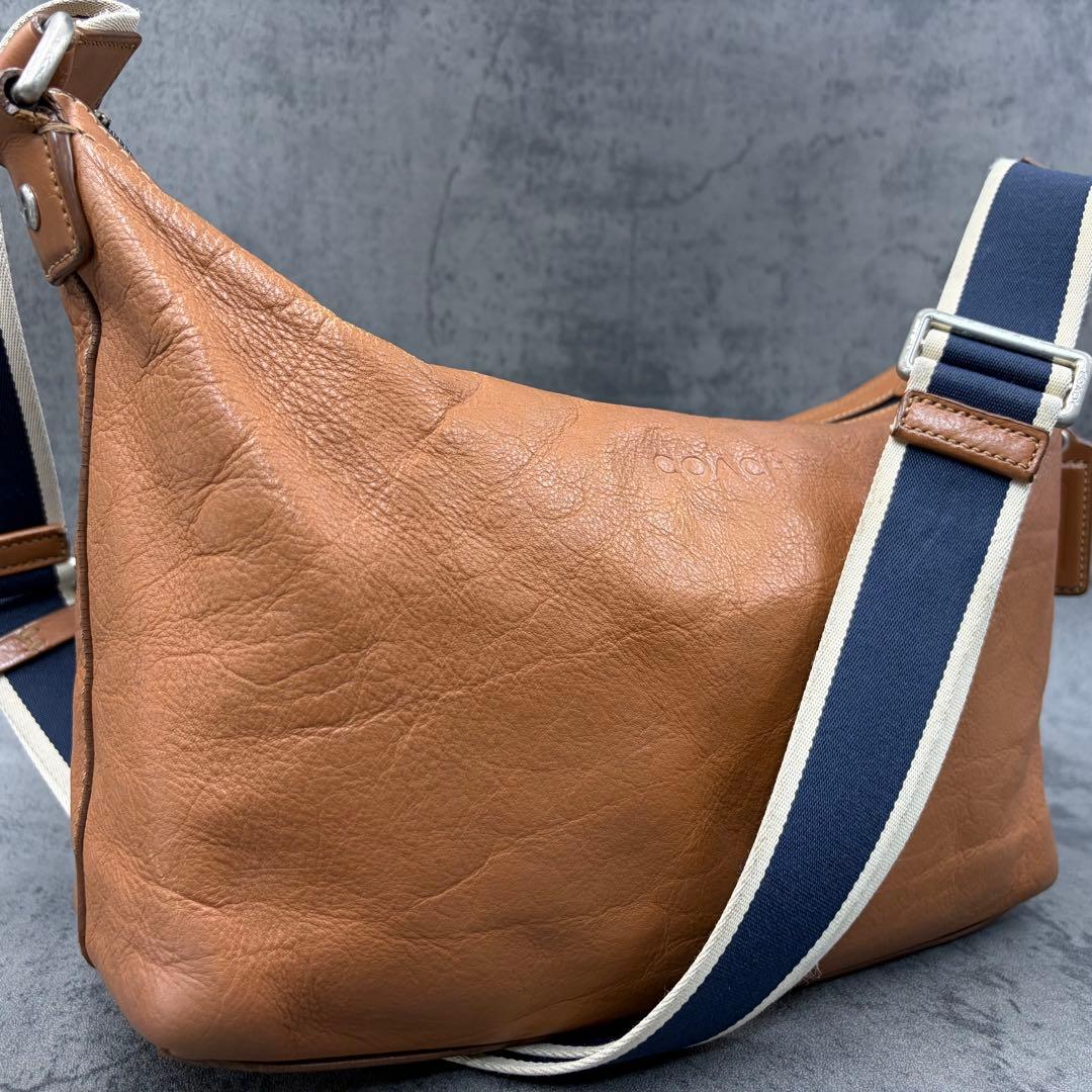 美品 コーチ ヘリテージ ショルダーバッグ 斜め掛け レザー メンズ 茶 ロゴ