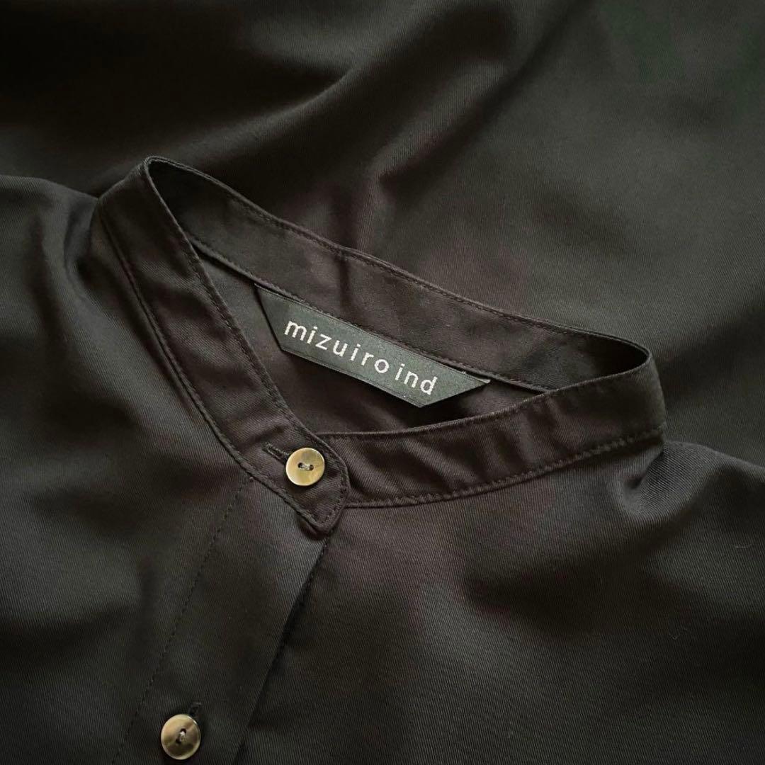 mizuiroindミズイロインドT/Rスタンドカラーフレアシャツワンピース