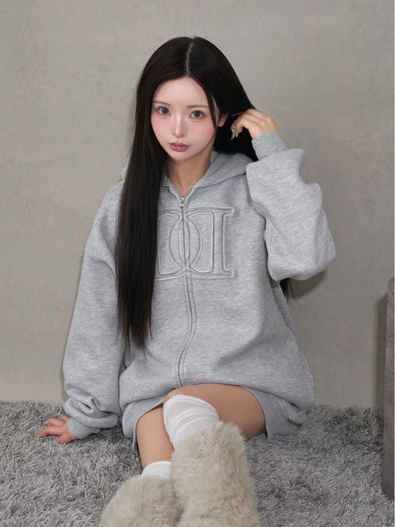 ダーリッチ アップリケDDロゴパーカー グレー