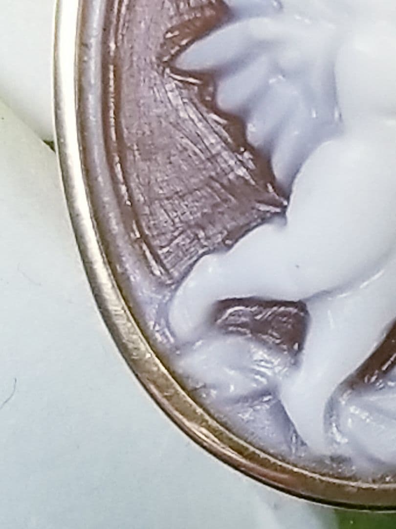 KWS-03 【チロ・フレイシア】作　K18シェルカメオペンダントトップ