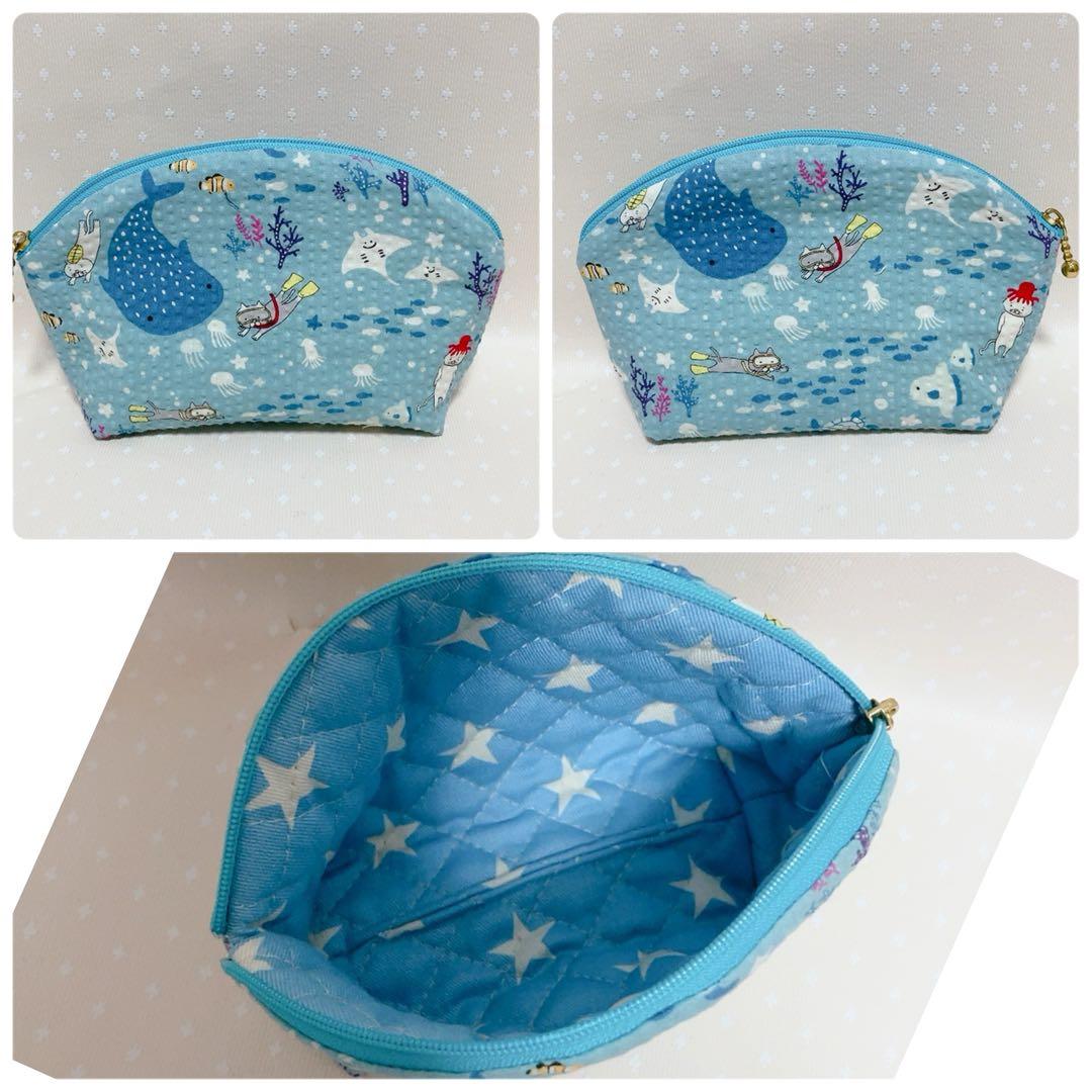 猫Love。 布バスケット スリムなペンケース ラウンドポーチ