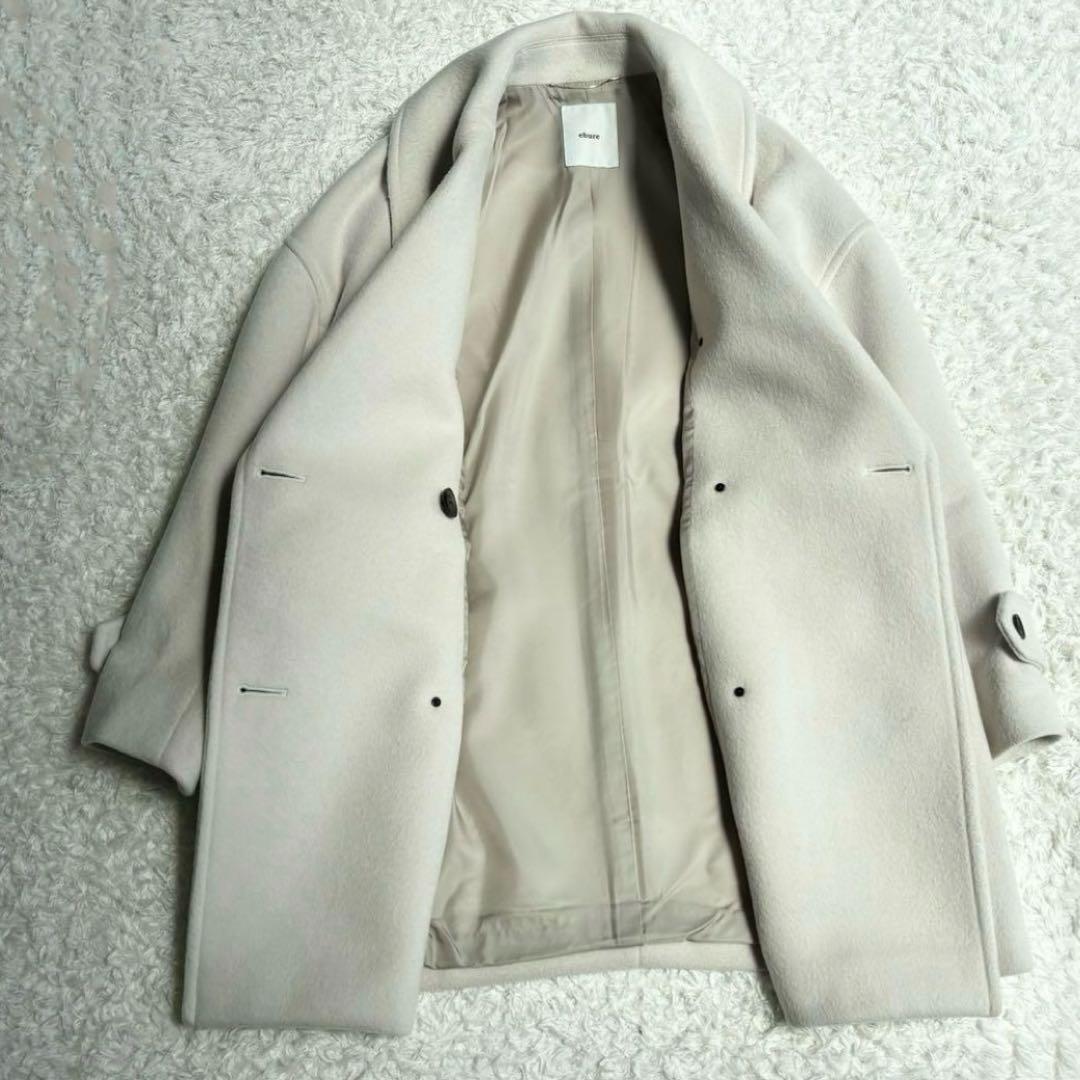 ebure エブール スーパー100sビーバーメルトンPコート アイボリー 36