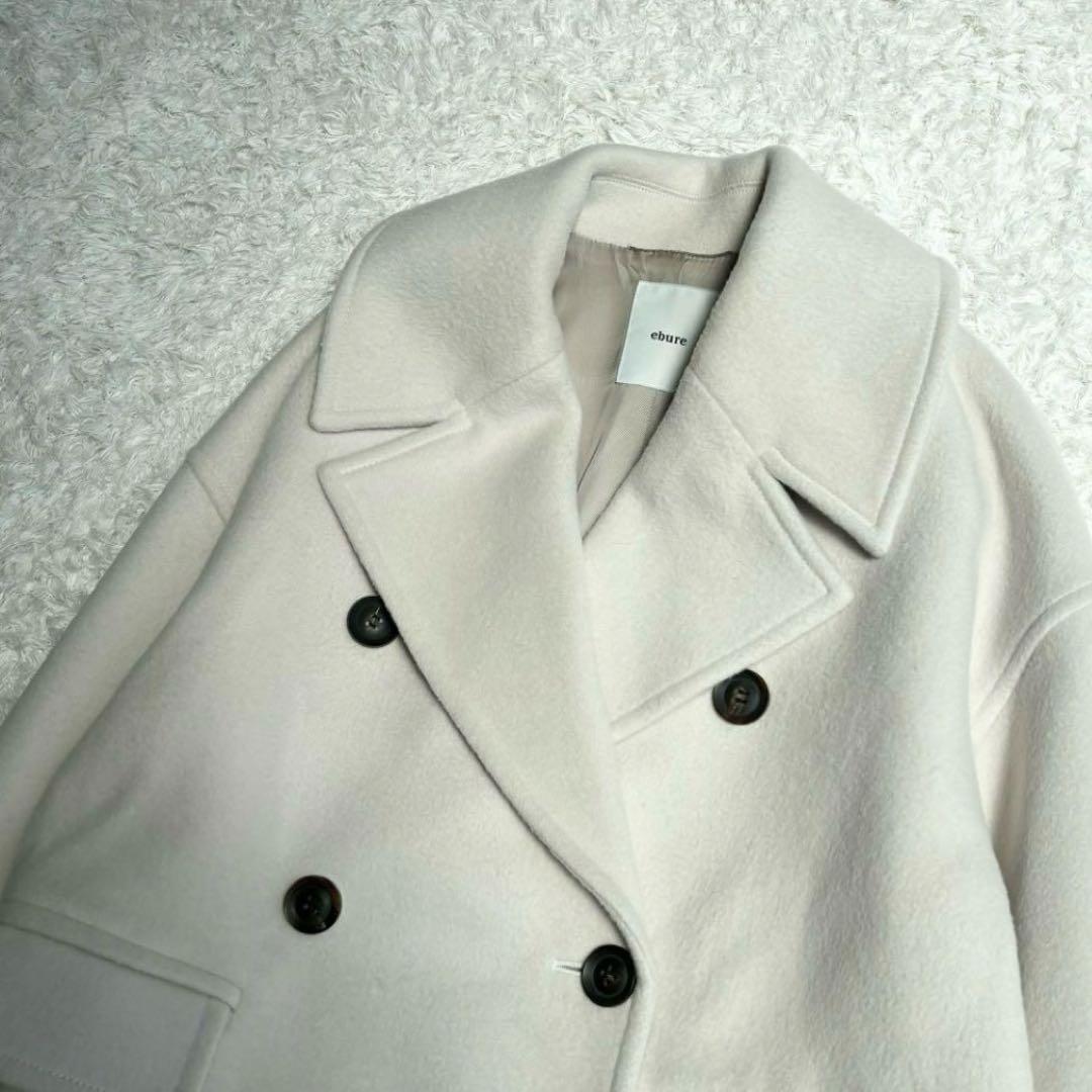 ebure エブール スーパー100sビーバーメルトンPコート アイボリー 36