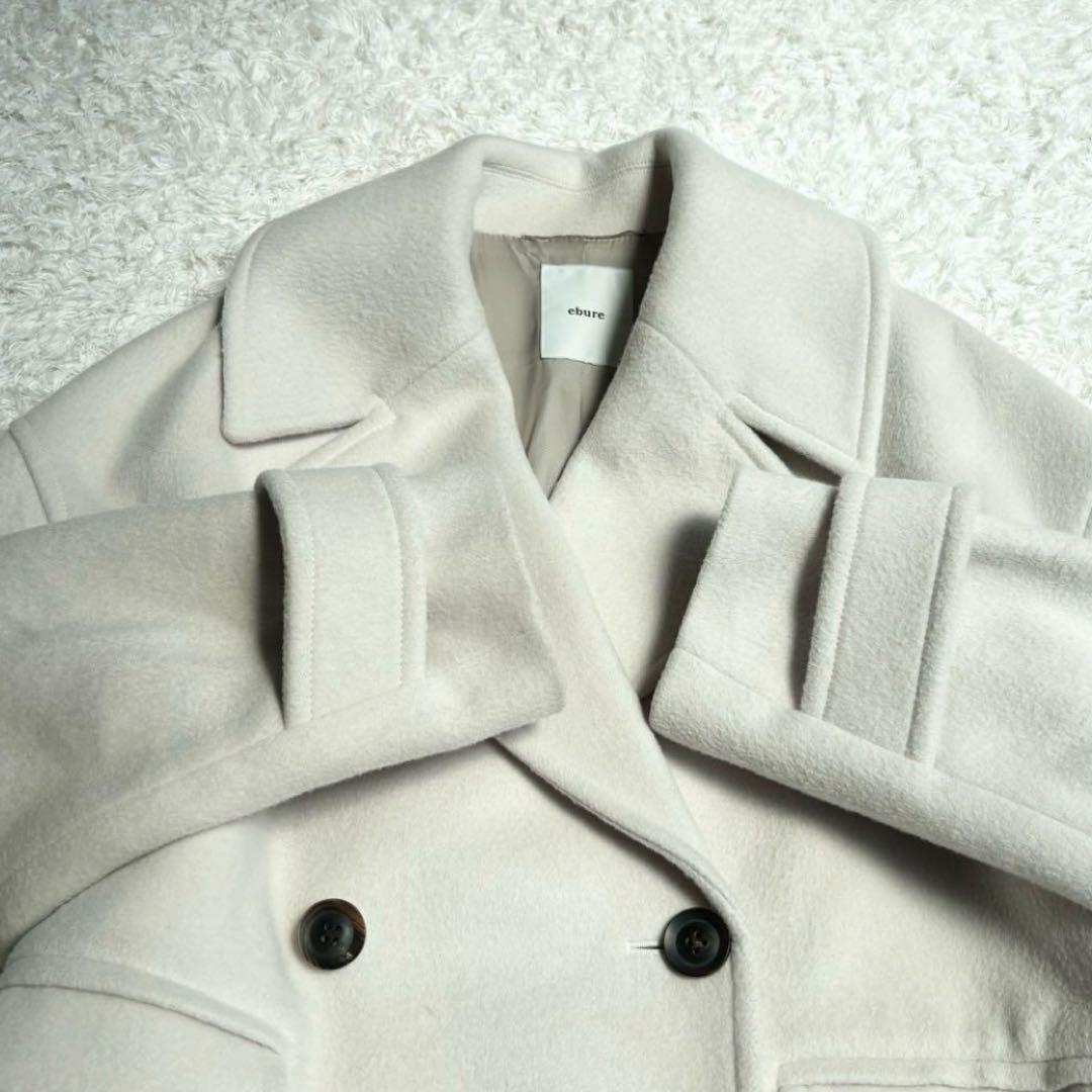 ebure エブール スーパー100sビーバーメルトンPコート アイボリー 36