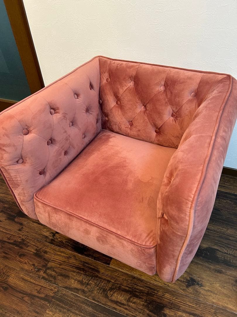 ソファ 大人可愛い1人掛けソファ コンパクト エレガント ベルベット調