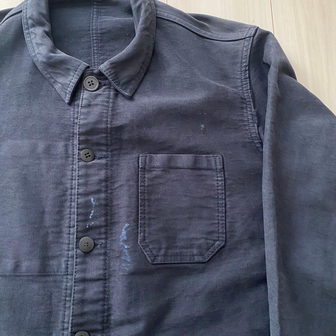 50s ブラックモールスキン フレンチワークジャケット 黒