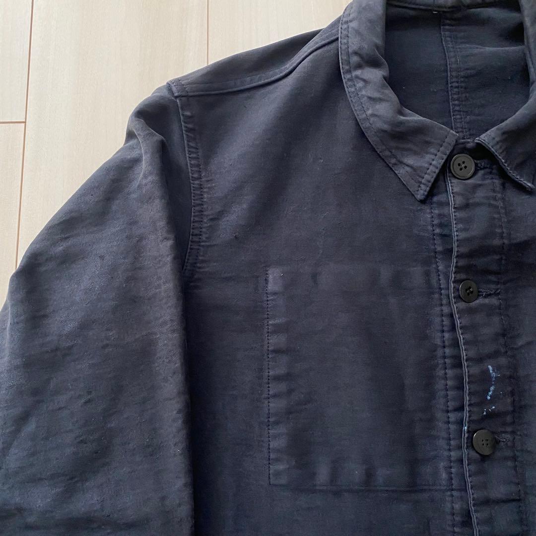 50s ブラックモールスキン フレンチワークジャケット 黒