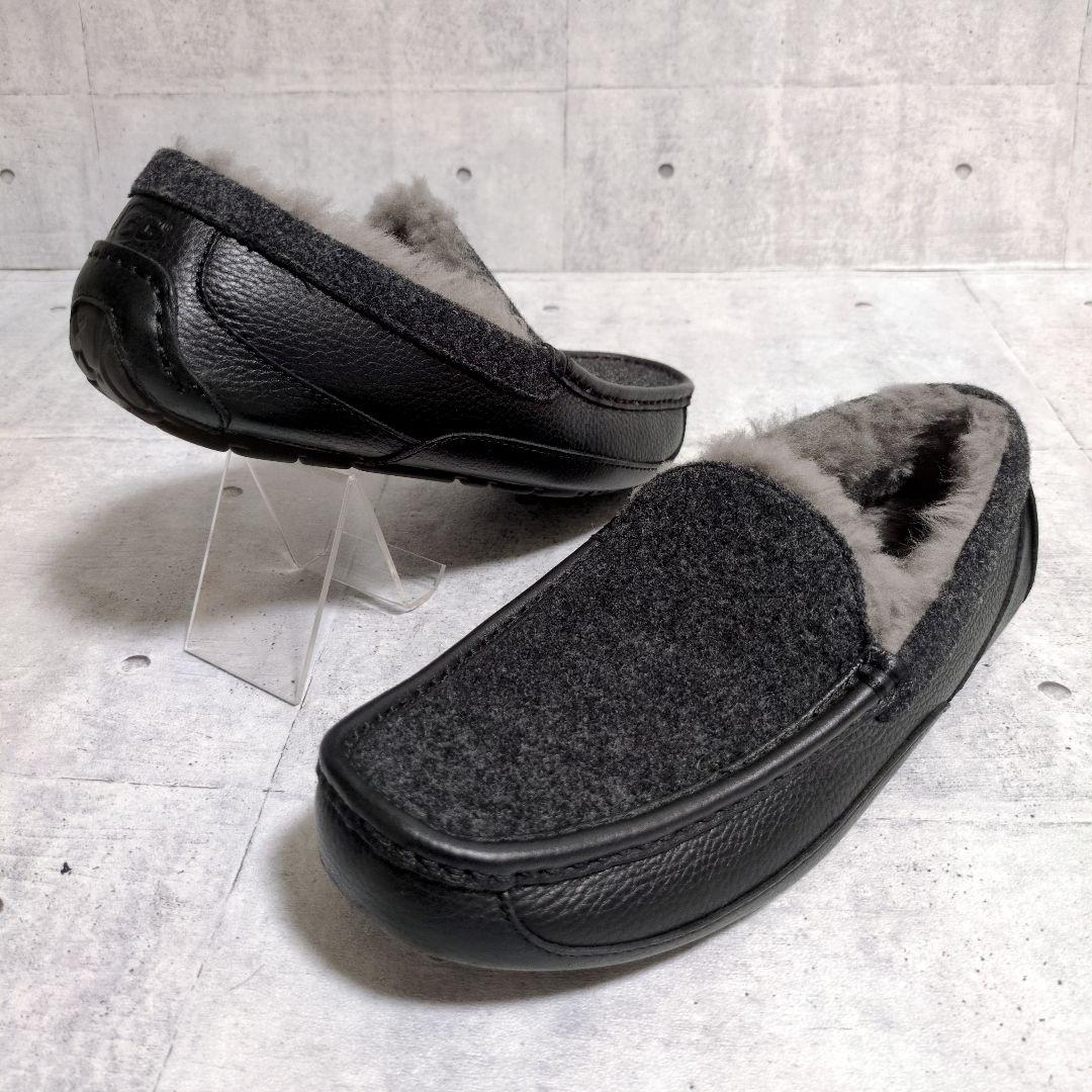 未使用級　UGG　ASCOT　アグ　アスコット　レザー切り替え　スリッポン