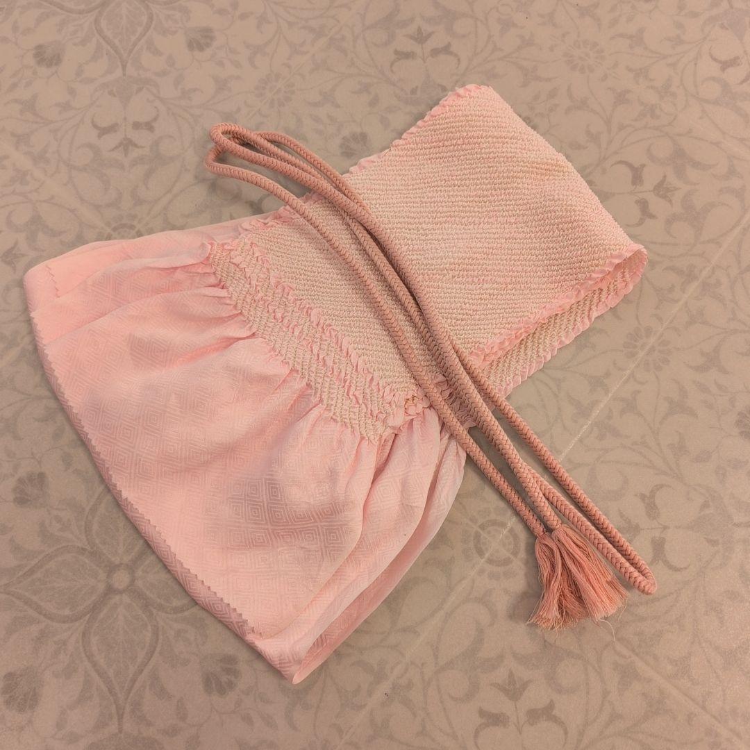 小紋　フルセット　着物　正絹　花　白地　可愛い　帯辻ヶ花　E2