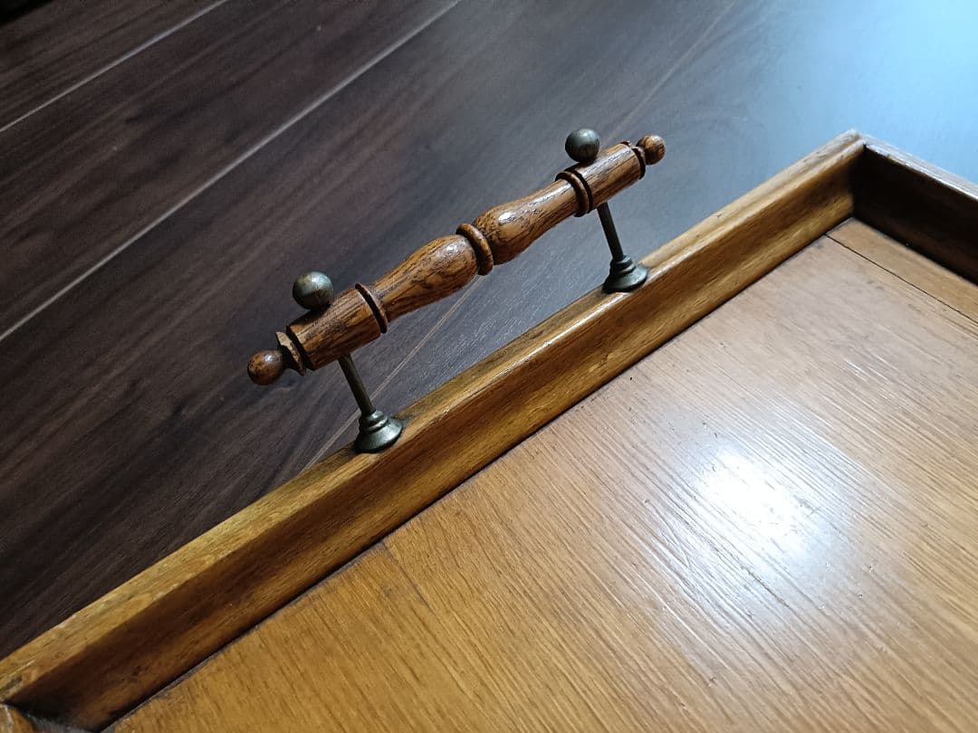 イギリスアンティーク　木製トレーハンドル付