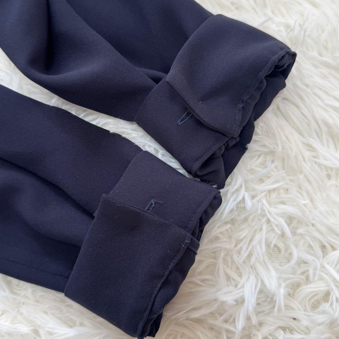 ストロベリーフィールズ ダブルプリーツワンピース ネイビー ベルト付 セレモニー