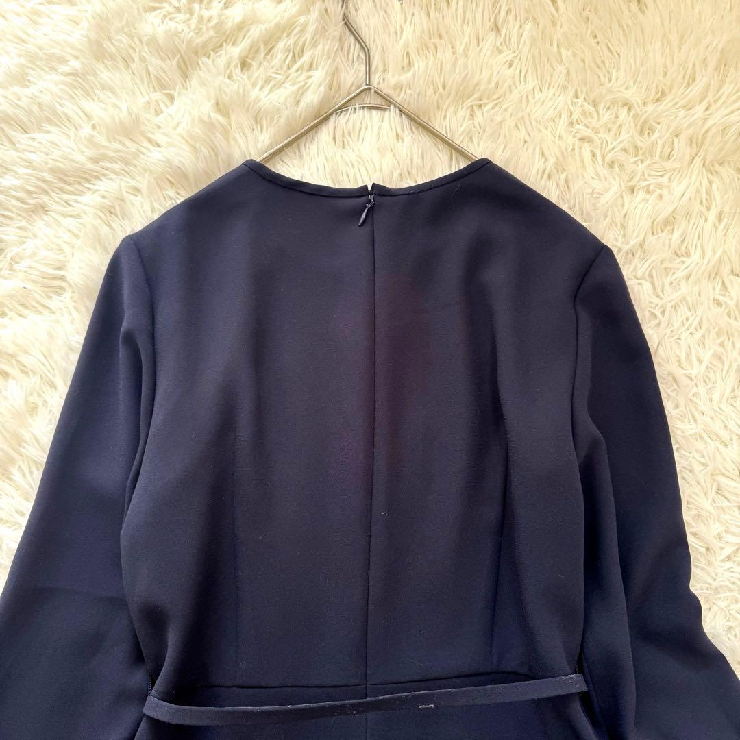 ストロベリーフィールズ ダブルプリーツワンピース ネイビー ベルト付 セレモニー