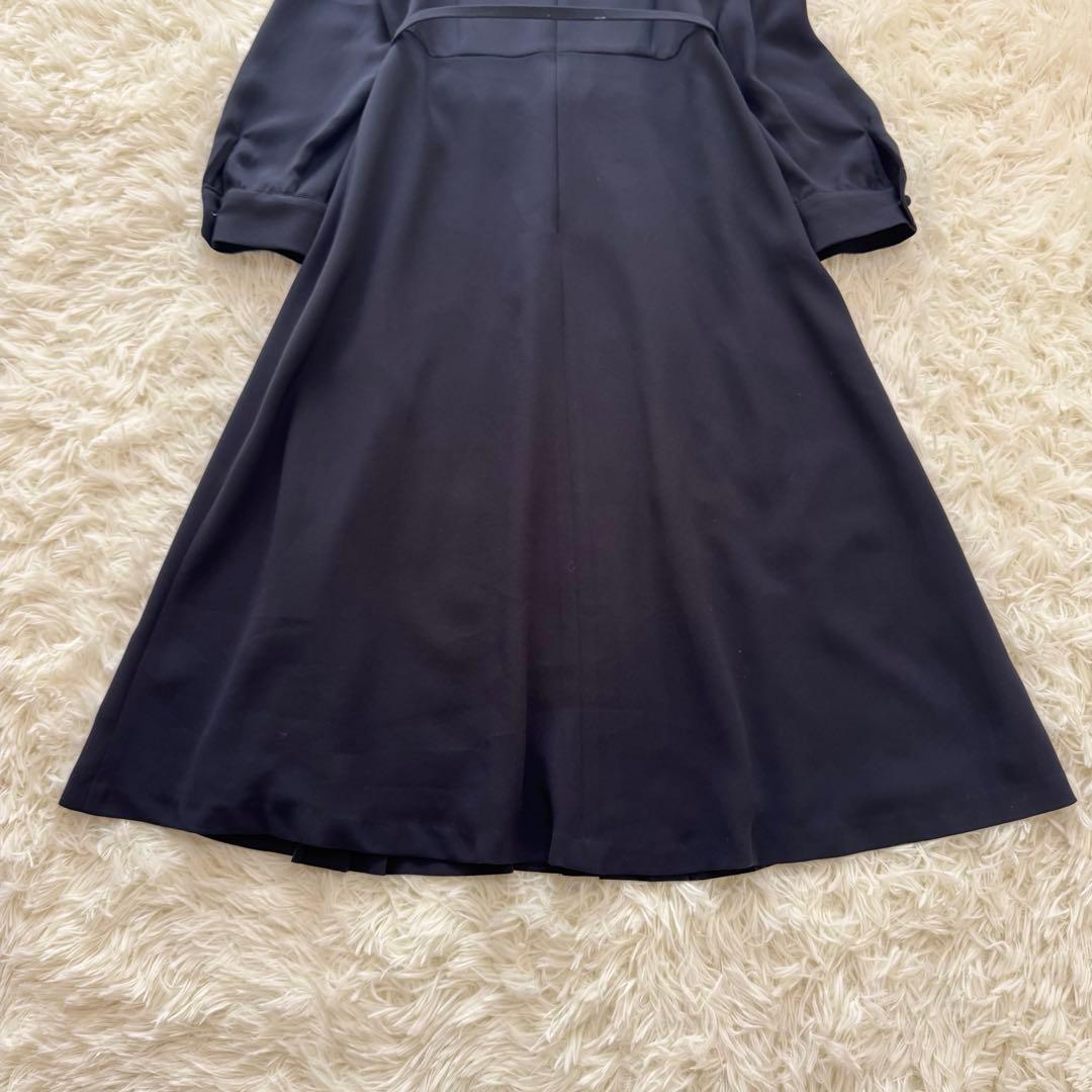 ストロベリーフィールズ ダブルプリーツワンピース ネイビー ベルト付 セレモニー