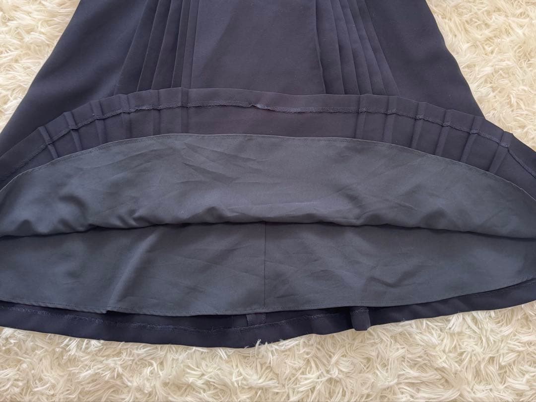 ストロベリーフィールズ ダブルプリーツワンピース ネイビー ベルト付 セレモニー