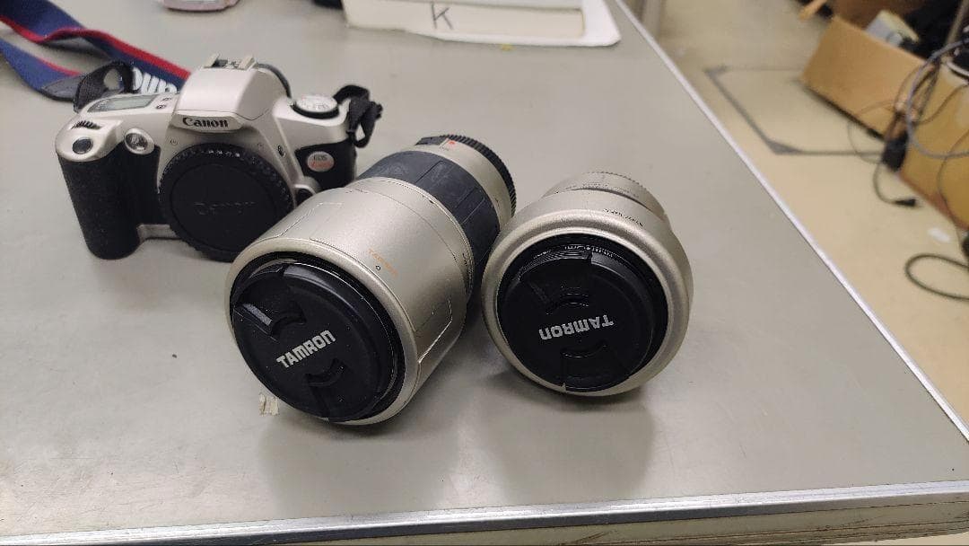 フィルムカメラ 動作未確認ジャンク扱 canon EOS Kiss +望遠レンズ