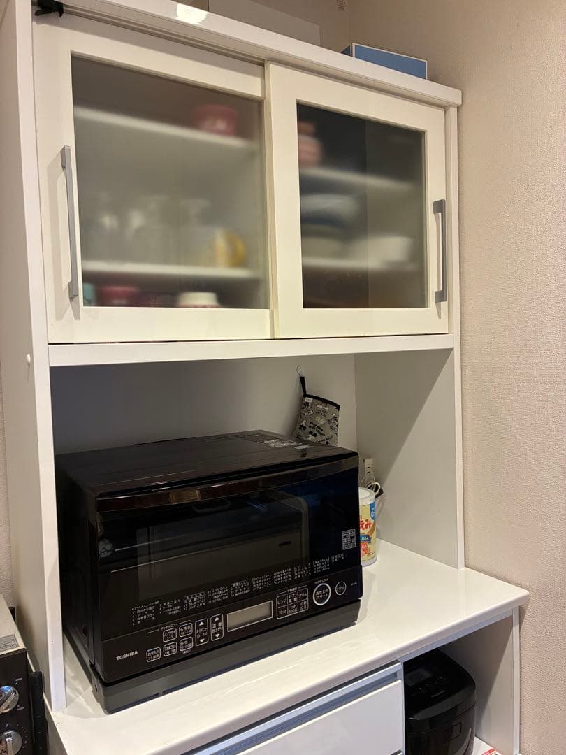 『値下相談可』 ホワイト 木製 食器棚 レンジボード　ニトリ