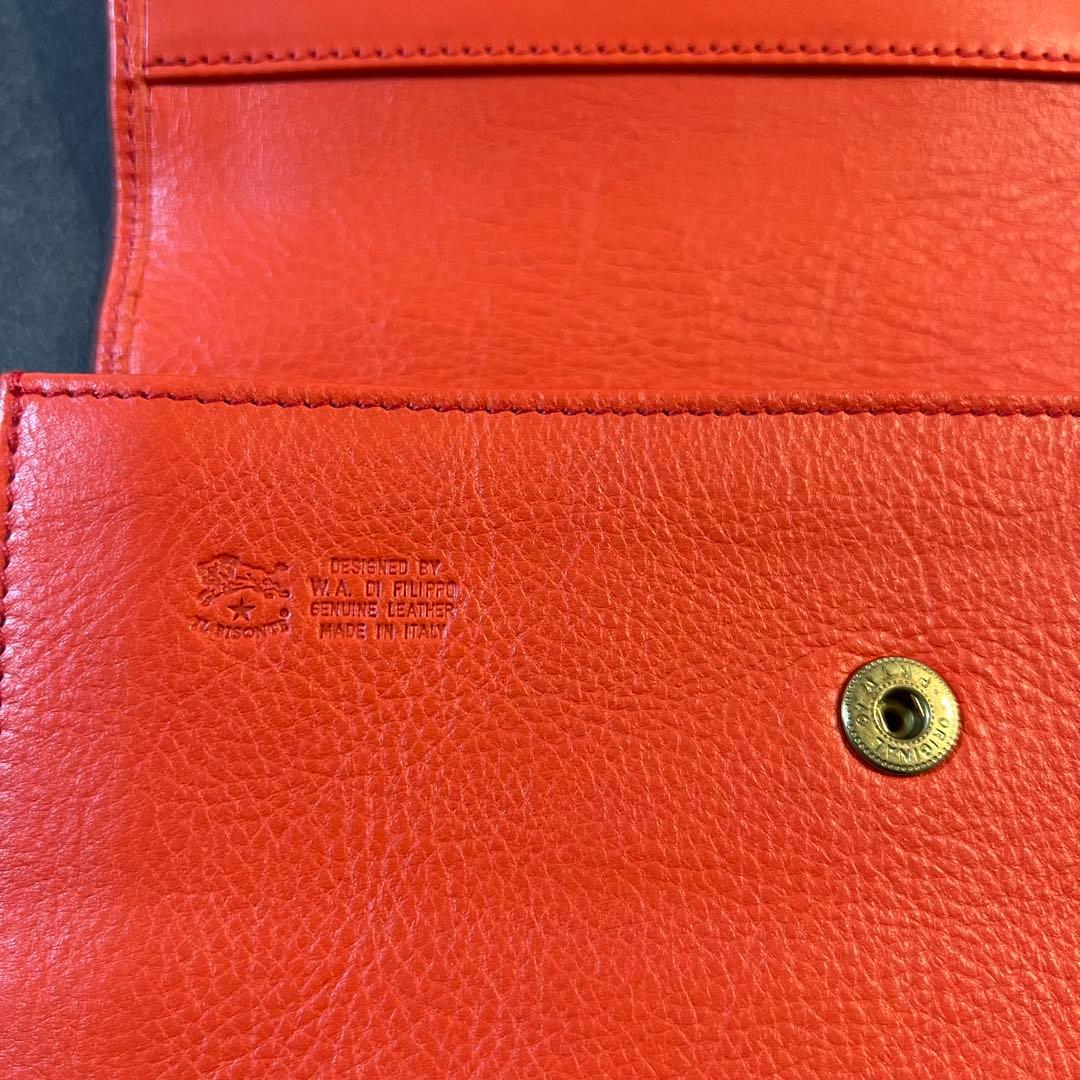 【未使用級】IL BISONTE　イルビゾンテ　長財布　オレンジ　レッド　レザー