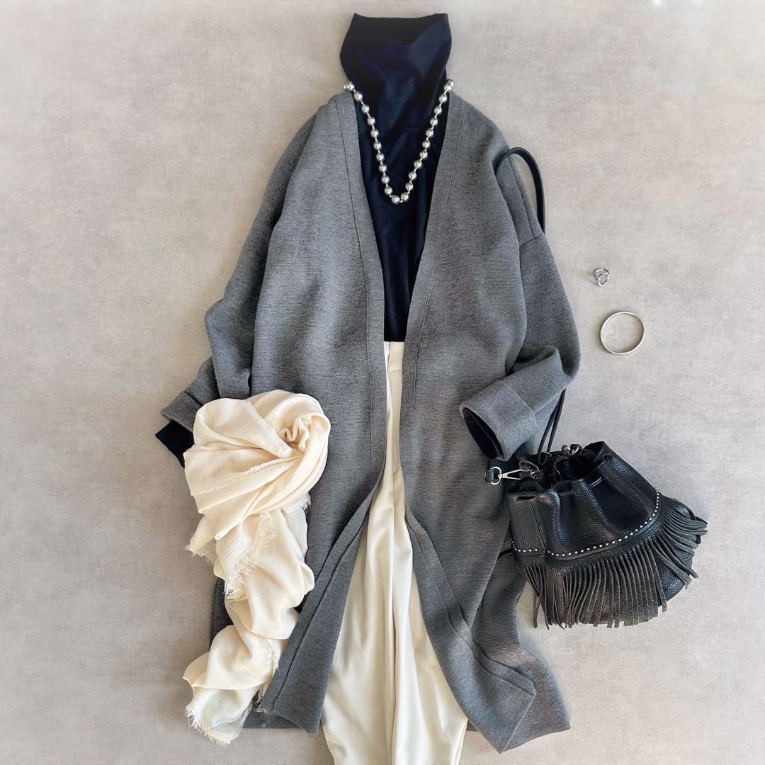 美品▲定価4.7万▲SLOANE / 12Gメリノウールミラノリブガウン▲グレー