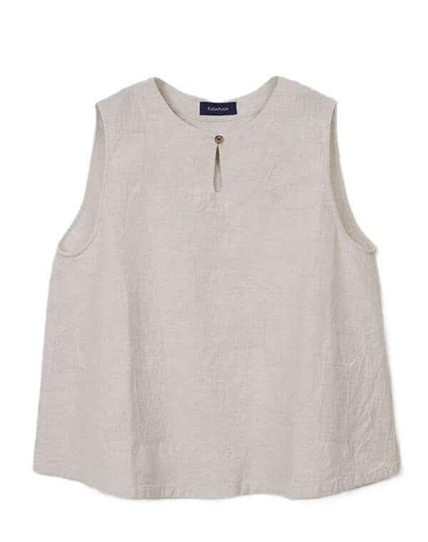 フーガフーガ☆25年SS現行品新品タグ付き☆綿麻織柄フレアベスト☆アイボリー