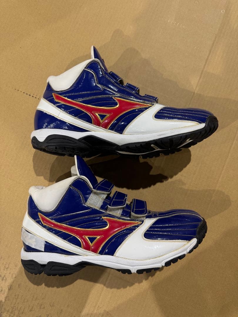 (オーダー品)Mizuno グローバルエリートト青/白/赤(美品)ネーム入り
