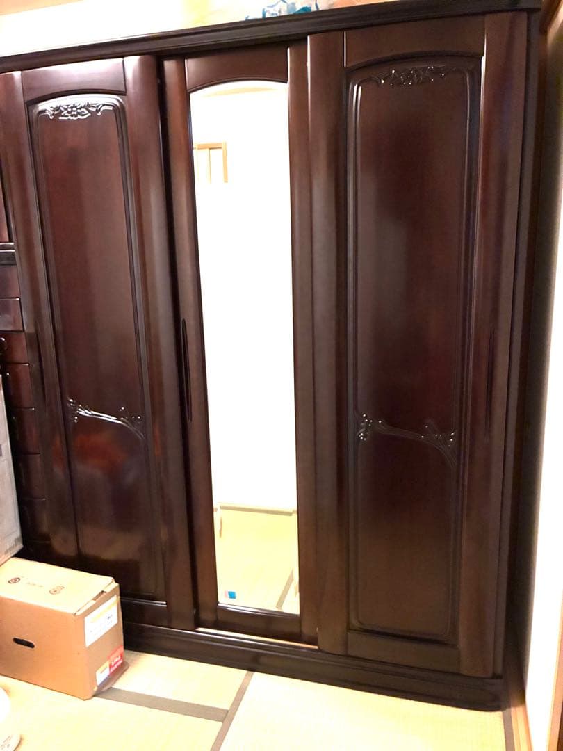 婚礼家具　洋ダンス　ワードローブ　洋服ダンス　府中家具　昭和レトロ　天然木家具