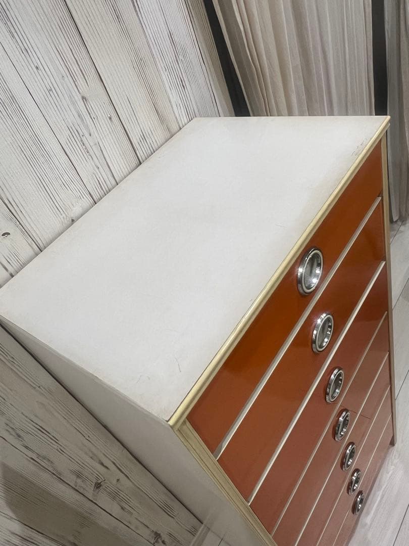 早い者勝ち☆昭和レトロ レトロポップ 7段チェスト オレンジ ヴィンテージ 収納