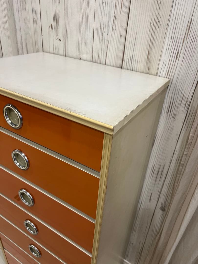 早い者勝ち☆昭和レトロ レトロポップ 7段チェスト オレンジ ヴィンテージ 収納