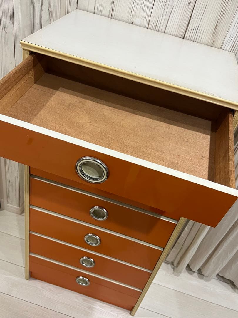 早い者勝ち☆昭和レトロ レトロポップ 7段チェスト オレンジ ヴィンテージ 収納