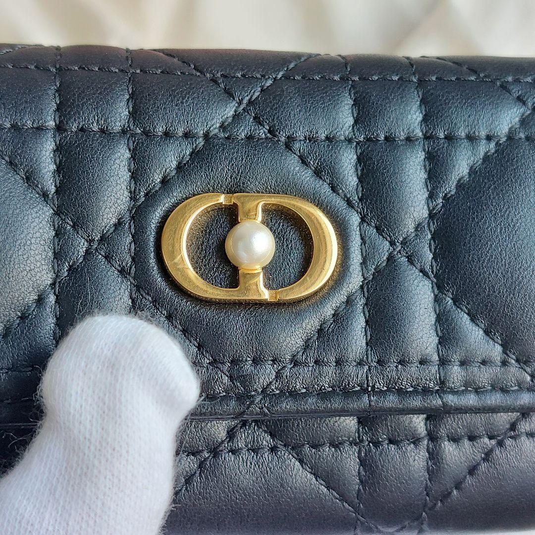 【現行】 ディオール 財布  オールグライシンウォレット 黒 革 パール