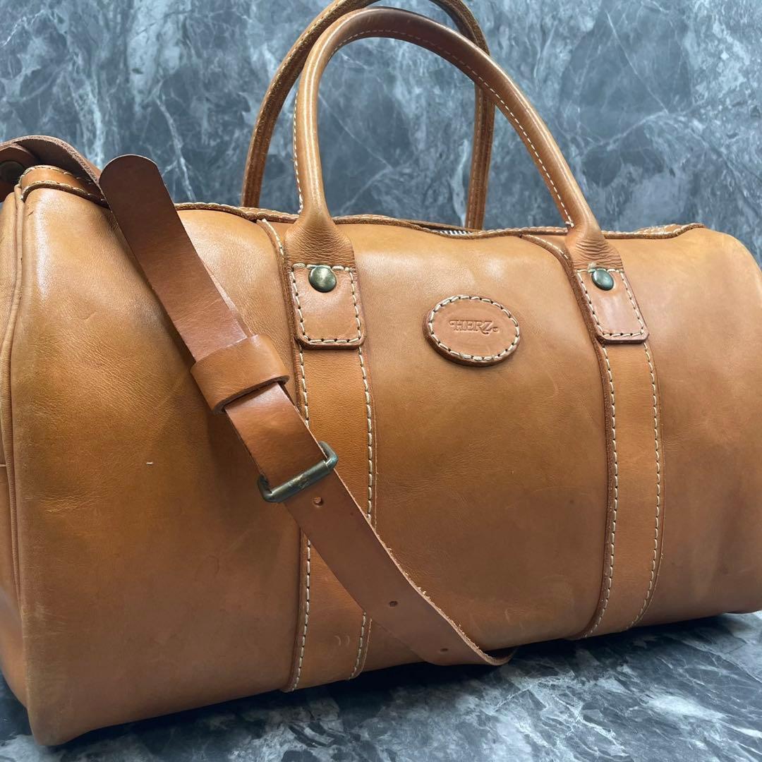 HERZ ボストンバッグ 2way 本革 レザー 高品質 ブラウン 鍵 チャーム