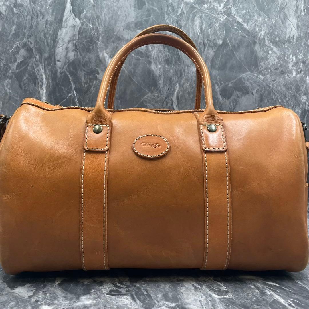 HERZ ボストンバッグ 2way 本革 レザー 高品質 ブラウン 鍵 チャーム