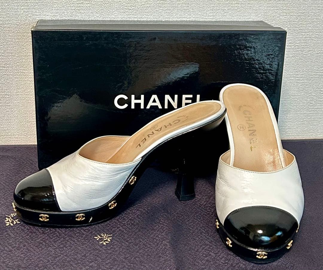 ル*イ様 CHANEL シャネル ミュール サンダル 38 バイカラー