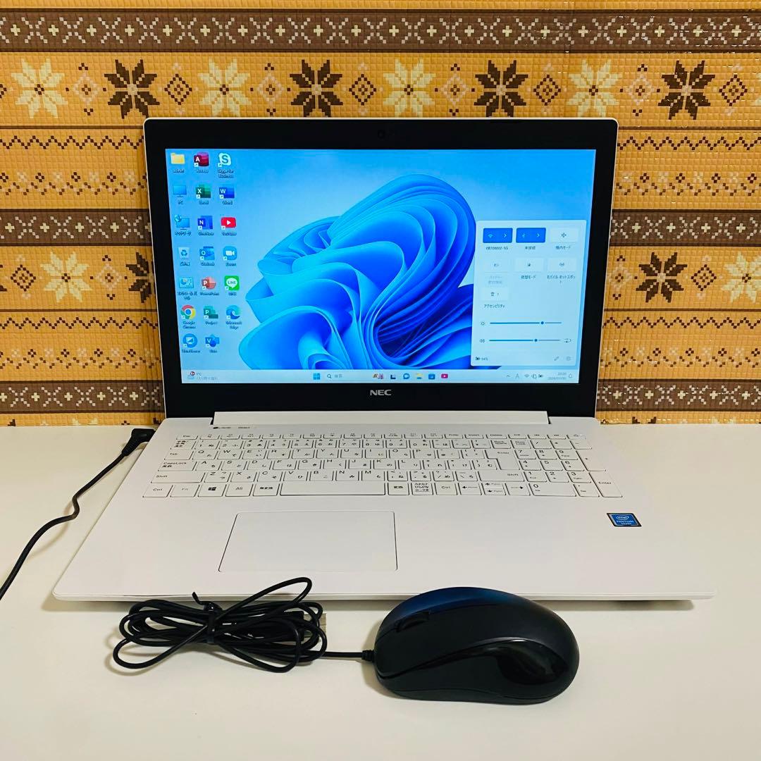 Y92 NECノートパソコンSSDメモリ8G高速 Windows11オフィス付き