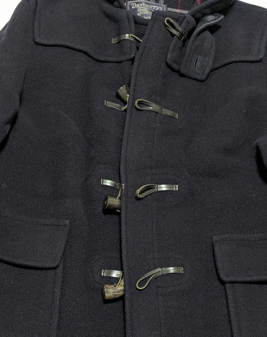 90s バーバリー ダッフルコート ネイビー ウール ノバチェック メンズXL