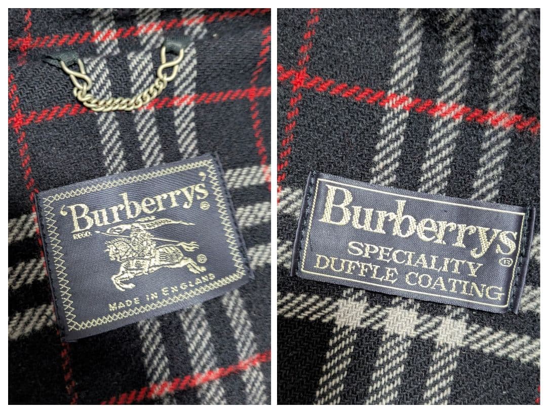 90s バーバリー ダッフルコート ネイビー ウール ノバチェック メンズXL